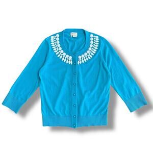Kate Spade‎ Embellished Cardigan Sweater Turquoise Blue Size M